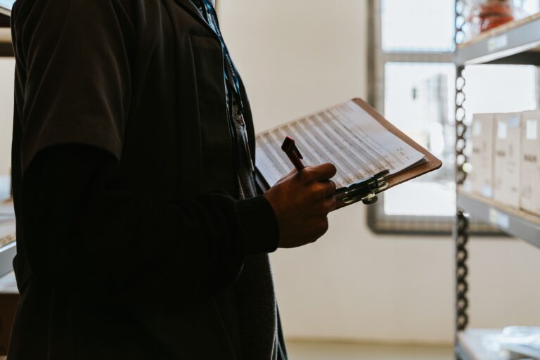 a person checking document storage