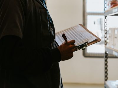 a person checking document storage